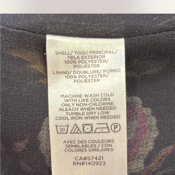 LOFT Floral Ruffle Blouse with Mandarin Collar Small - Picture 6 of 6